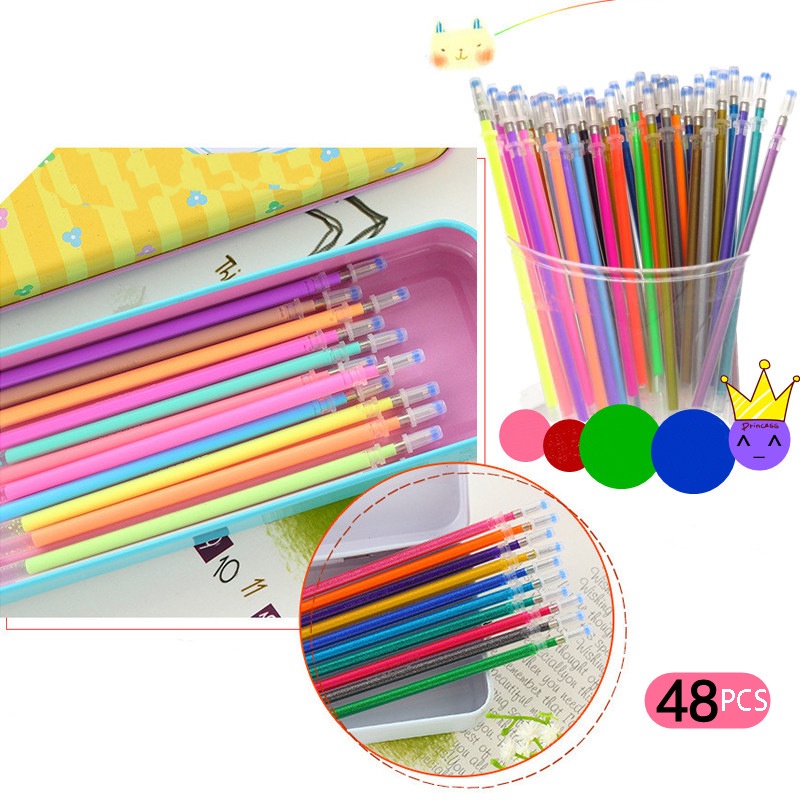 Set 48 Bút Mực Gel Dạ Quang Lấp Lánh