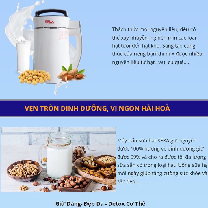 Máy Làm Sữa Hạt Đa Năng SEKA - Máy Xay Nấu Đa Năng, Xay Sinh Tố - Công Nghệ Đức, Bảo Hành 02 Năm