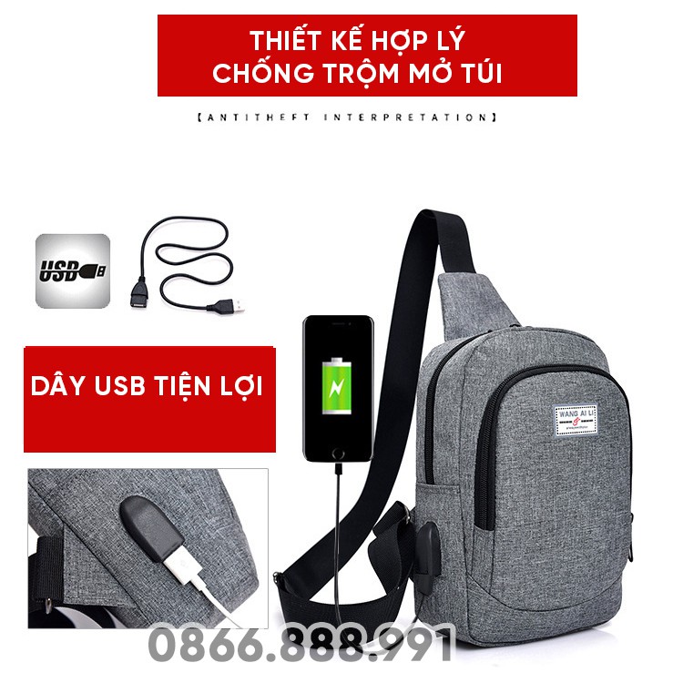 Túi Chéo Nam Thời Trang Cao Cấp, Có Cổng Sạc USB, Mã TC01 | BigBuy360 - bigbuy360.vn