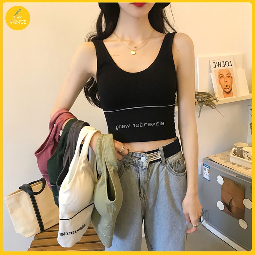 Áo Bra Gym Yoga Bra Thể Thao Dáng Croptop Khoét Hở Lưng Cotton Tăm Tep-BraAlax