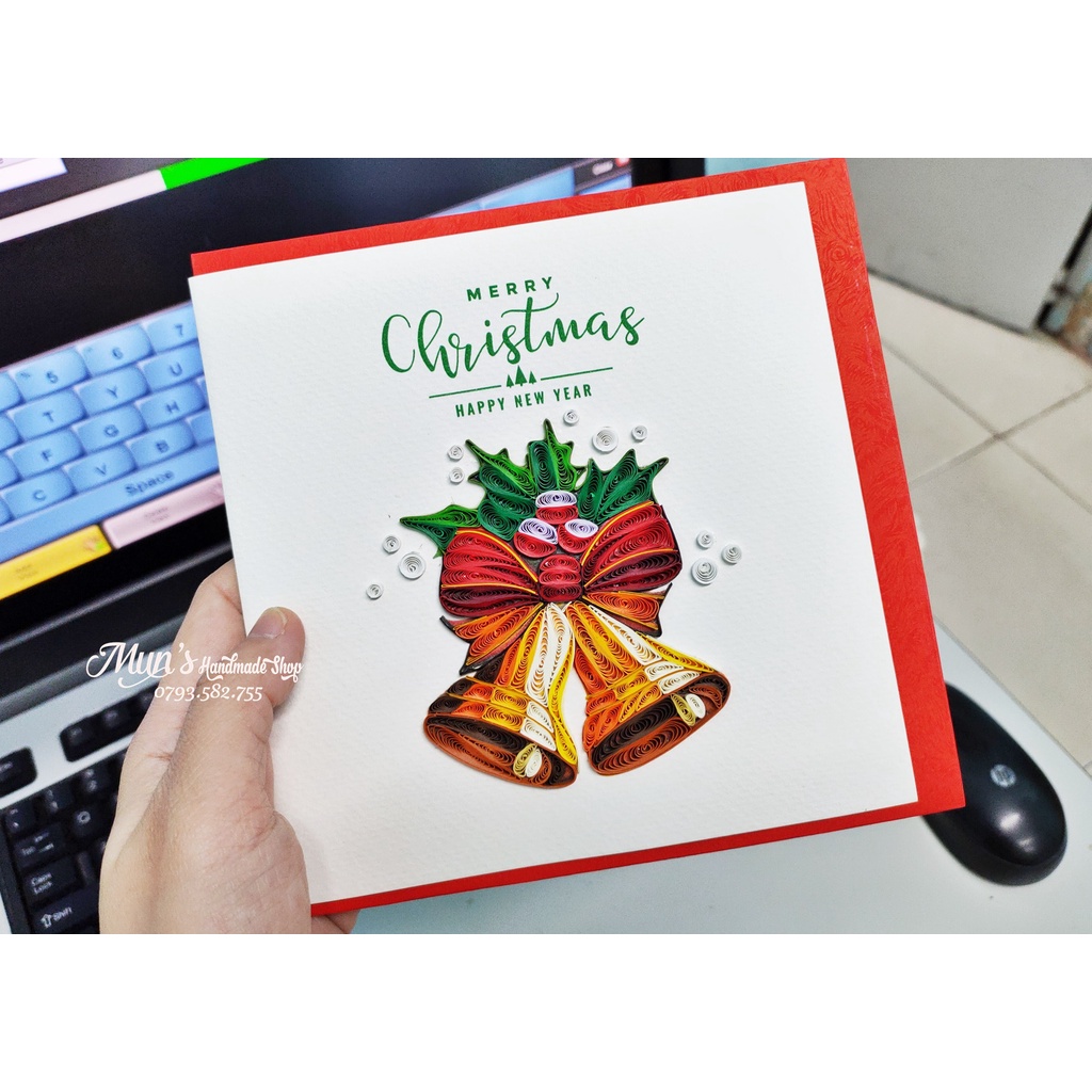 Set 4 thiệp giáng sinh giấy xoắn 4 mẫu handmade - Quilling Noel Cards