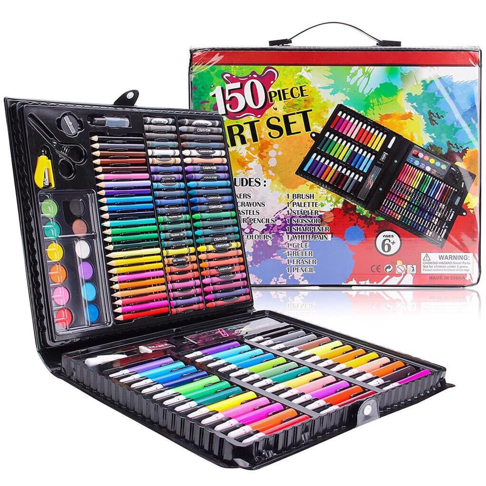 Hộp Bút Màu 150 Chi Tiết - Bộ Màu Vẽ Đa Năng Giá Rẻ Cho Bé Thỏa Sức Sáng Tạo