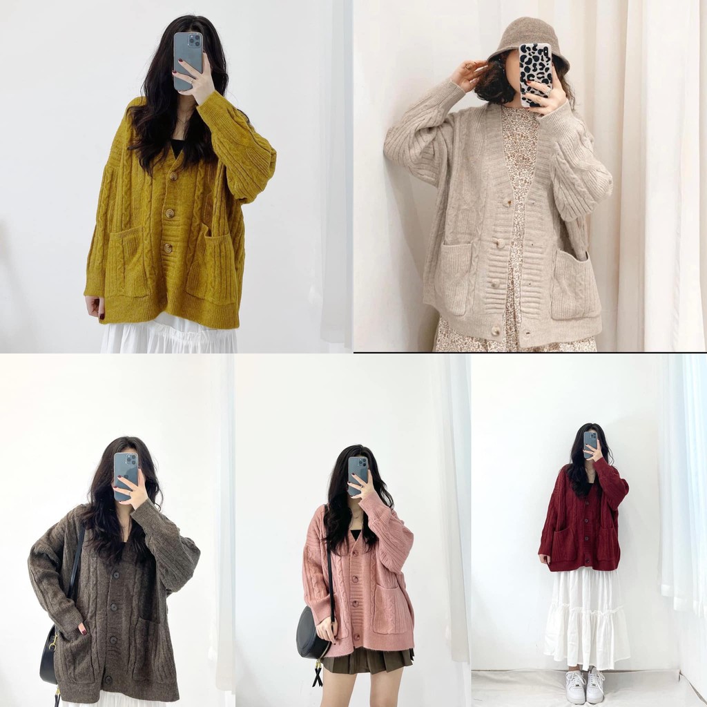 Áo Cardigan Vặn Thừng Phom Rộng Dài Hàng Chất Đẹp AK065