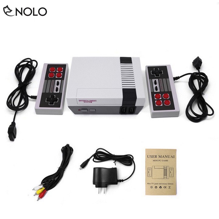 Máy Chơi Game Cổ Điển NES 8 Bit Có 620 Game Kèm Theo 2 Tay Cầm Rời Dây AV Ra Tivi Adapter