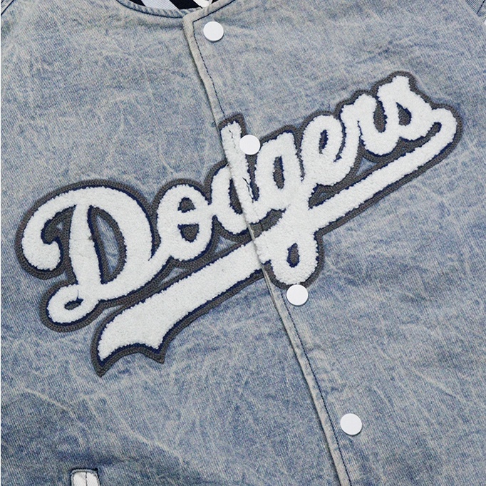 Áo khoác bomber bò màu xanh nhạt loang màu áo khoác thu đông dày dặn thời trang LOHA