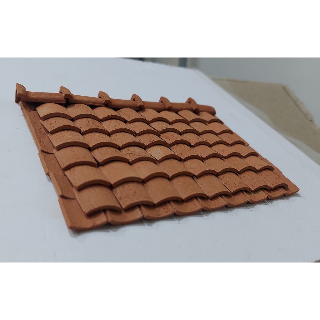 100 viên - NGÓI ÂM DƯƠNG Mini 15x15x2mm, Gạch Ngói Đất Sét Nung Mô Hình, Tiểu Cảnh.