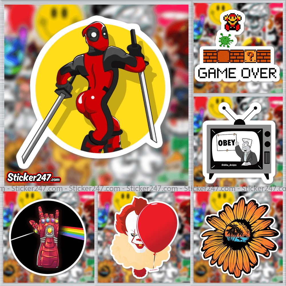 Sticker dán mũ bảo hiểm 𝑭𝒓𝒆𝒆𝒔𝒉𝒊𝒑 Retro Vintage Mix III chống nước hình dán xe, vali, đàn, laptop, ván trượt, ipad