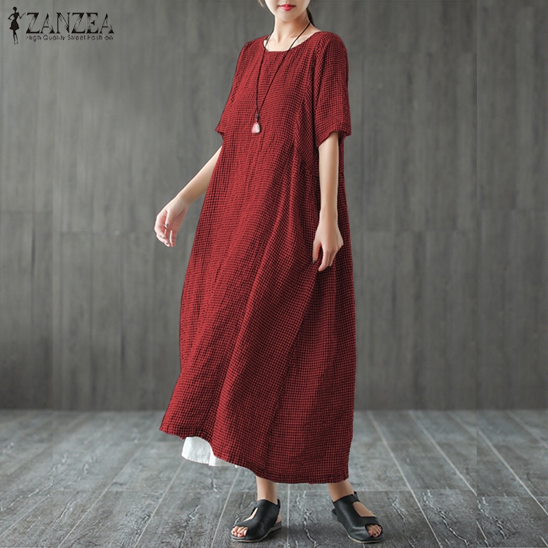 Đầm dài dáng rộng cổ tròn thời trang nữ cổ điển Zanzea | BigBuy360 - bigbuy360.vn