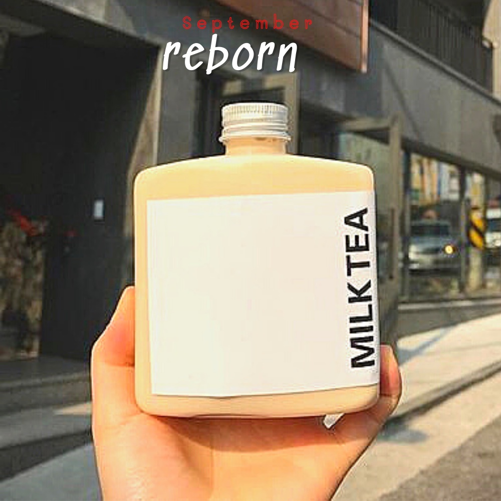 Chai đựng trà sữa 250ml, lọ thủy tinh dẹt vai vuông decor phong cách cổ điển 9Reborn