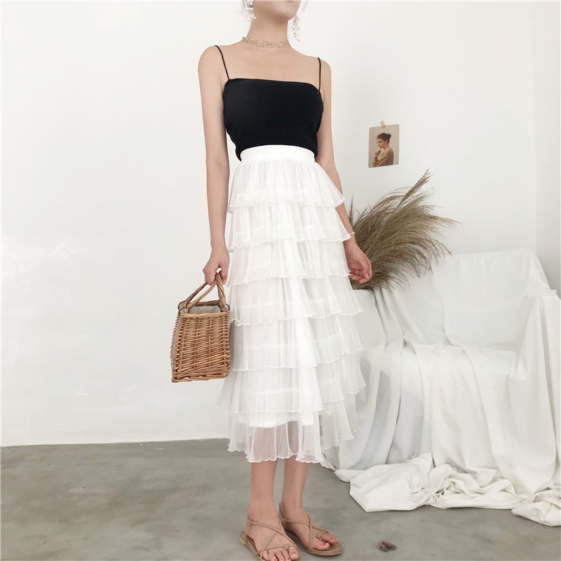 [ Mã FADIRECT20 giảm 20K đơn 150K] ❤SẴN-ẢNH THẬT CUỐI| |CHÂN VÁY TRẮNG DÀI XẾP TẦNG CÔNG CHÚA ULZZANG | BigBuy360 - bigbuy360.vn