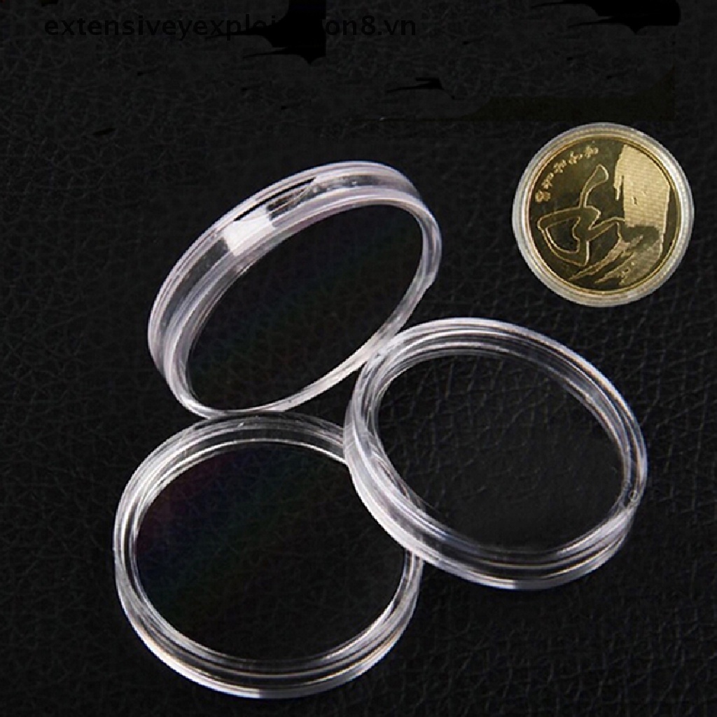 Set 10 Hộp Tròn Trong Suốt Đựng Tiền Xu 19mm