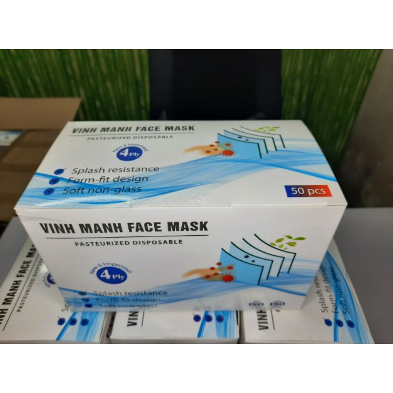 Khẩu Trang Y Tế 4 Lớp Kháng Khuẩn ( 50 chiếc 1 Hộp)