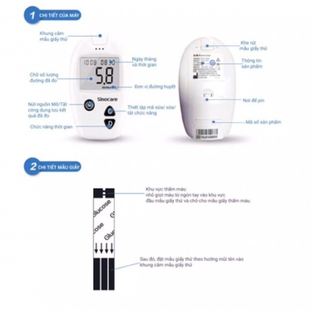 Que Thử Đường Huyết Safe Accu Sinocare 50 Que, Tặng 50 Kim Lấy Máu