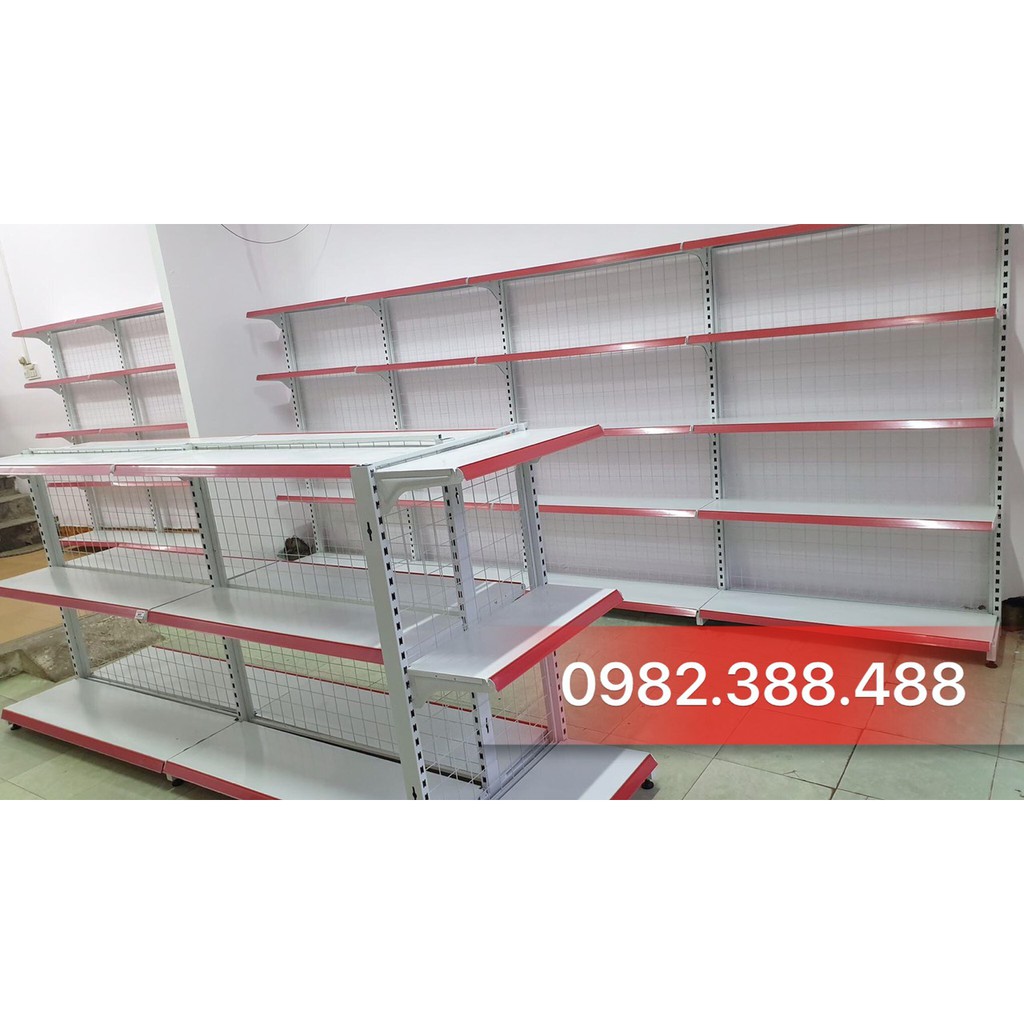 Kệ bày hàng 2 mặt ( Cao 1m2 x Dài 2m8 x Rộng 76cm )