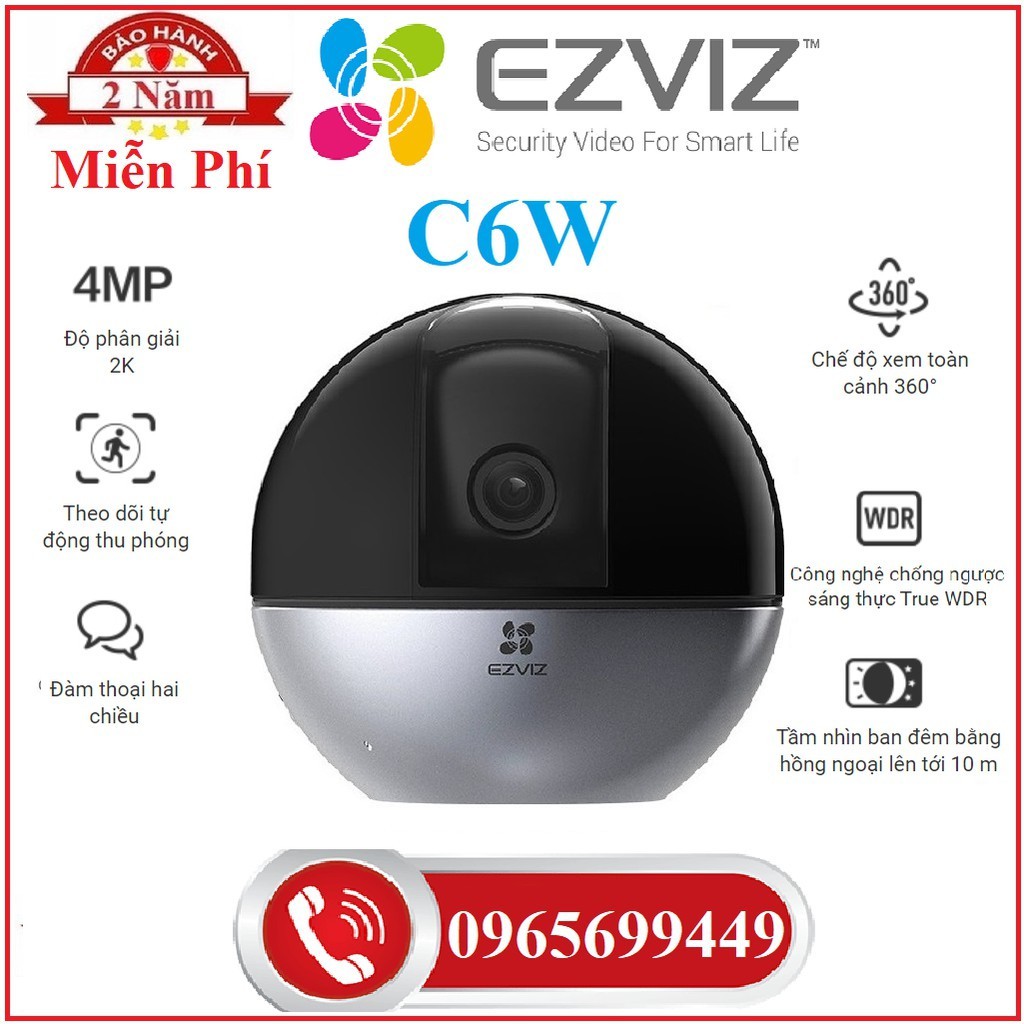 Camera Wifi Không Dây Ngoài Trời Ezviz C4W Siêu Nét Full HD 1080P Có Báo Động Đàm Thoại 2 Chiều- Hàng Chính Hãng