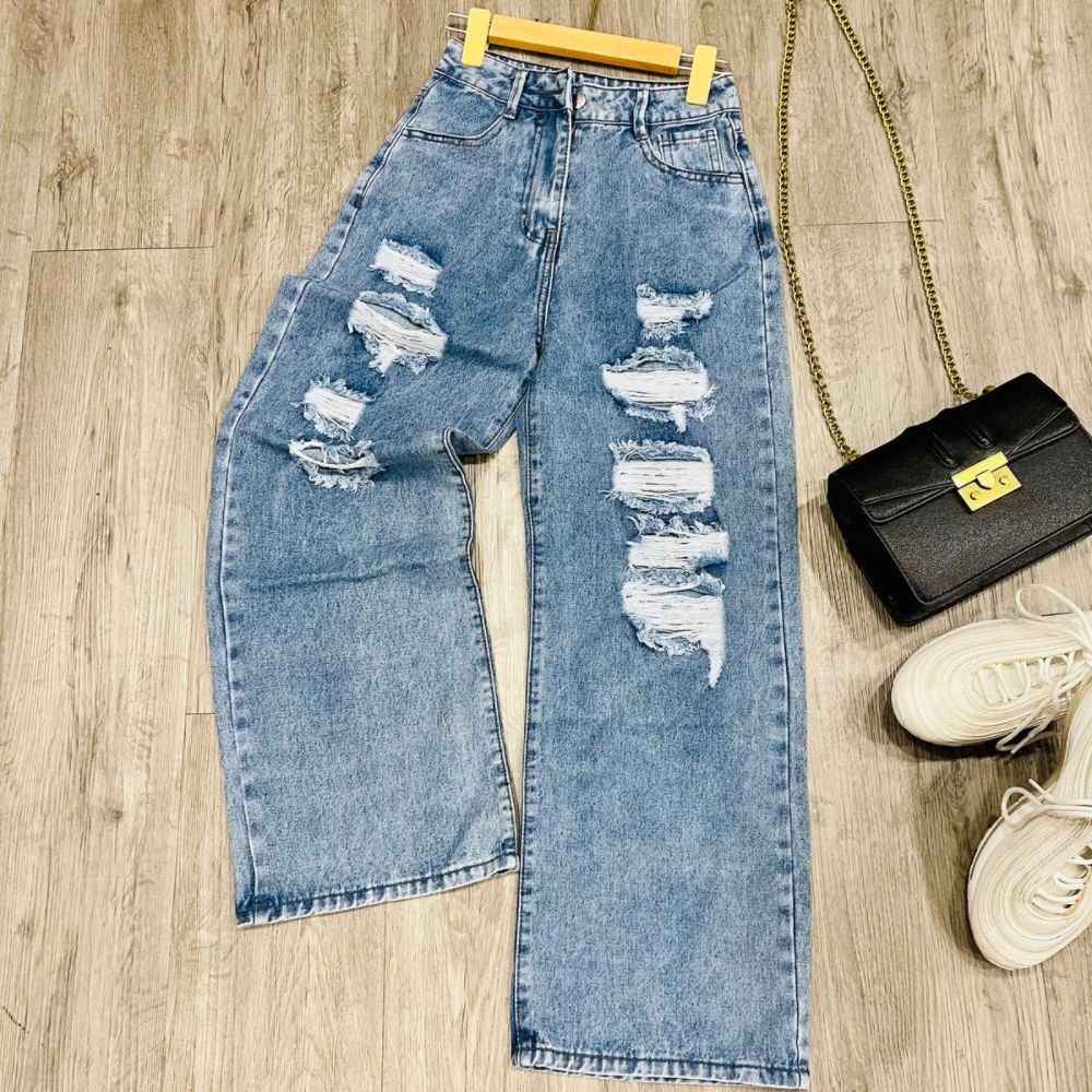 Quần baggy nữ, quần jeans baggy nữ ống rộng chất không co dãn size S M L SKUQ-10