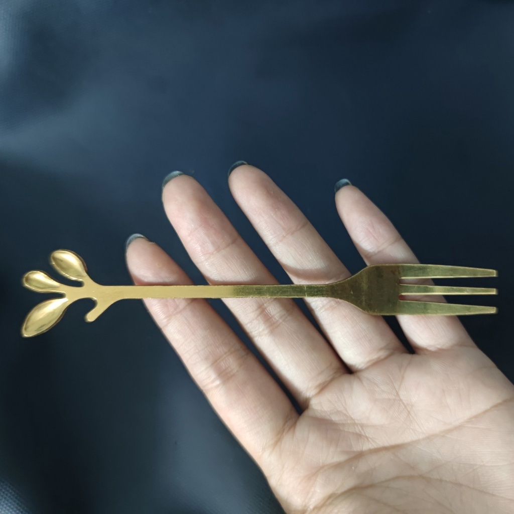 Set nĩa ăn hoa quả, bộ dĩa decor bàn ăn màu vàng đẹp mắt tiện lợi