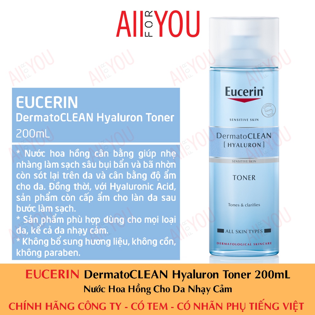 EUCERIN DermatoCLEAN Hyaluron Toner 200mL - Nước Hoa Hồng Dành Cho Da Nhạy Cảm.