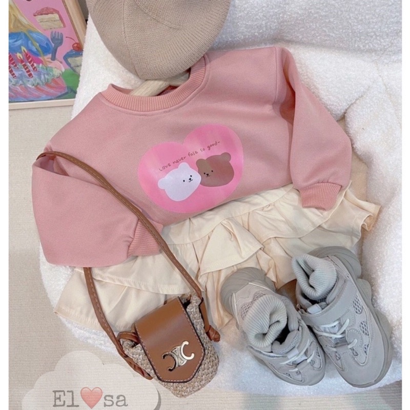 Set áo nỉ kèm chân váy 2 tầng cho bé gái (08-18kg) - TIỆM NHÀ SU