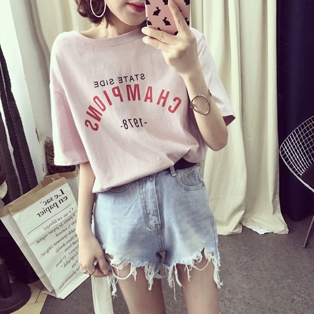 [302]Áo thun đẹp ⚜️FREESHIP⚜️ Áo Thun Nữ Unisex Thun Nữ Quảng Châu CHAMPION [Thun Nu] | BigBuy360 - bigbuy360.vn