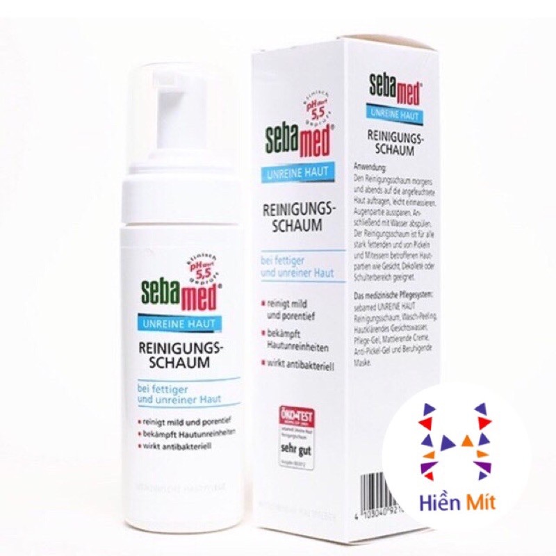 Đức-SALE chai lớn 150ml Bọt Rửa Mặt Kháng Khuẩn Dành Cho Da Mụn Dầu Sebamed Antibacterial Cleansing Foam sữa clear face