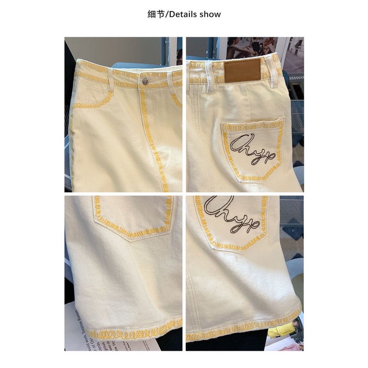 Mới Chân Váy Ngắn Lưng Cao Hoạ Tiết Thêu Thời Trang Mùa Hè Cho Nữ