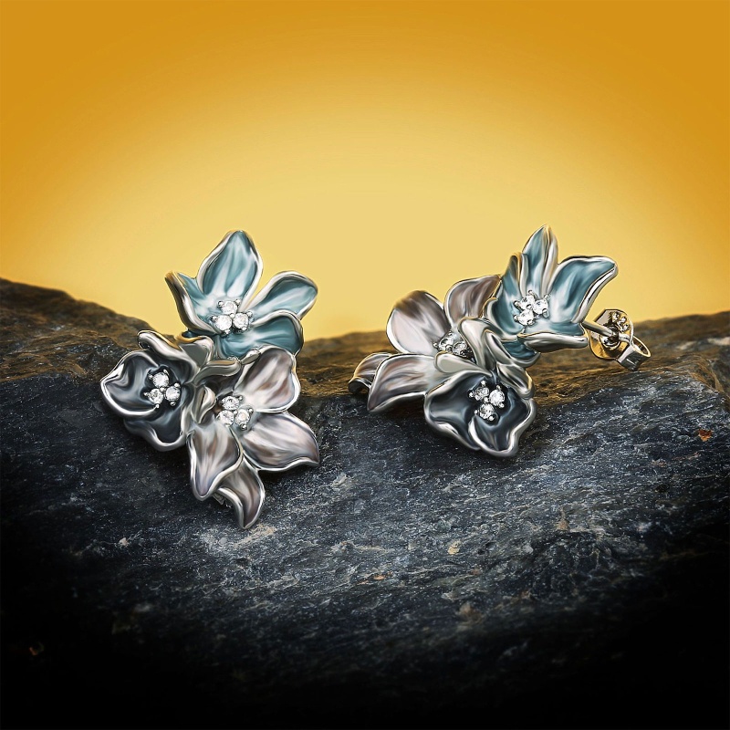 Bông Tai Hình Hoa Đính Đá Zircon Phong Cách Boho Thời Trang Cho Nữ