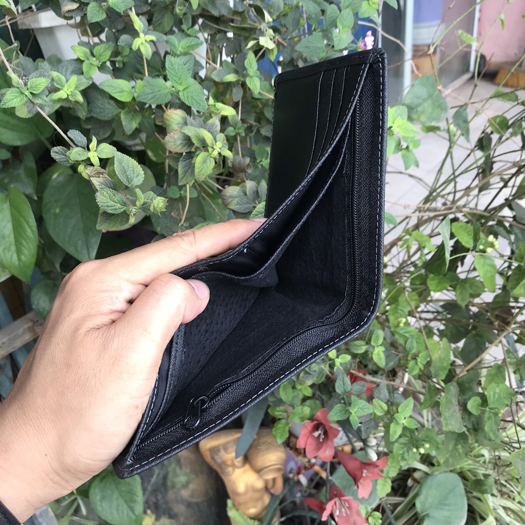 Ví da ngang da thật Safiano, da xước thời trang nhỏ gọn full box