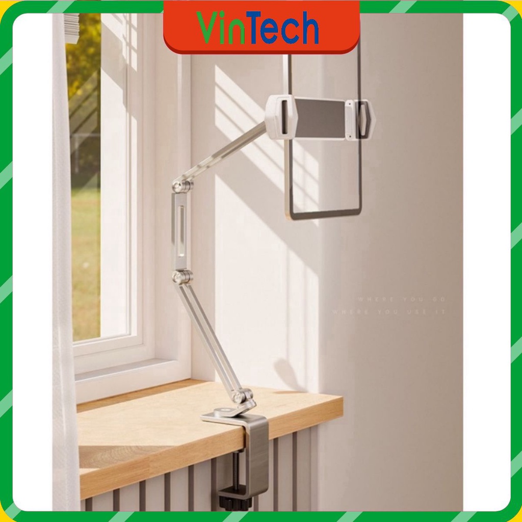 Giá đỡ kẹp nâng máy tính bảng kẹp cố định vào bàn, đầu giường P60 kiêm giá đỡ kẹp giữ iPad, iPhone, Kindle