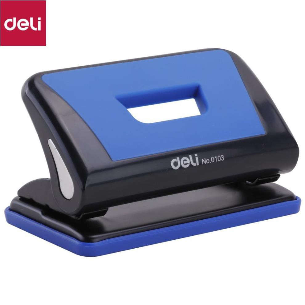 Máy đục lỗ 10 tờ Deli, Xanh dương, Đỏ, Ghi xám - 1 cái E0103 (Giao màu ngẫu nhiên)