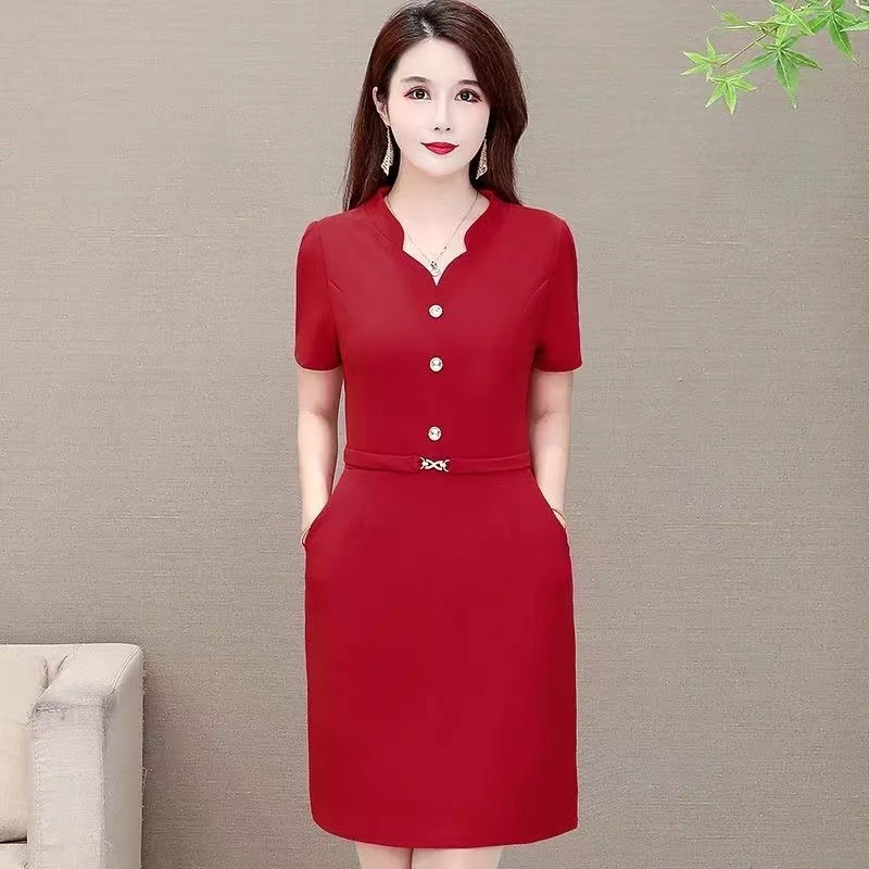 Đầm Chữ A Dài Tay Xinh Xắn Dành Cho Nữ | Đầm Tay Ngắn Cổ Chữ V Dáng Ôm Hợp Thời Trang Cho Nữ | Màu Rắn Cộng Với Kích Thước Váy Trang Trọng
