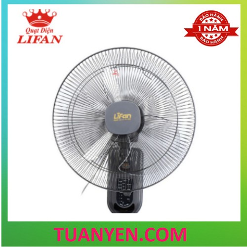 Quạt treo tường remote Lifan TE-1688( màu xám) bảo hành 12 tháng chính hãng