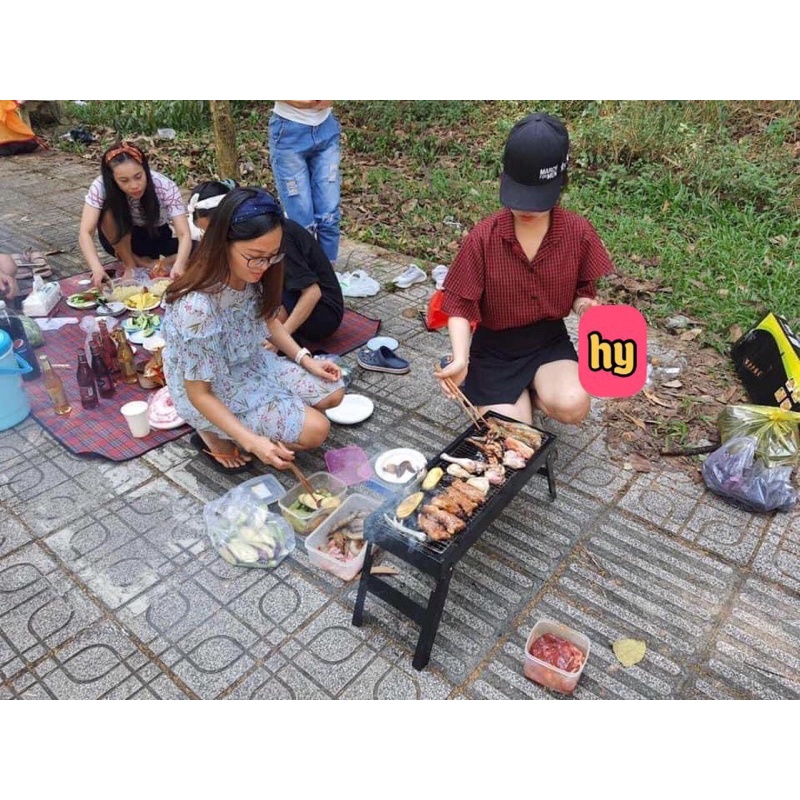 Bếp nướng than hoa loại dài, vuông, Bếp nướng ngoài trời cao cấp nhỏ gọn tiện ích, bếp nướng BBQ