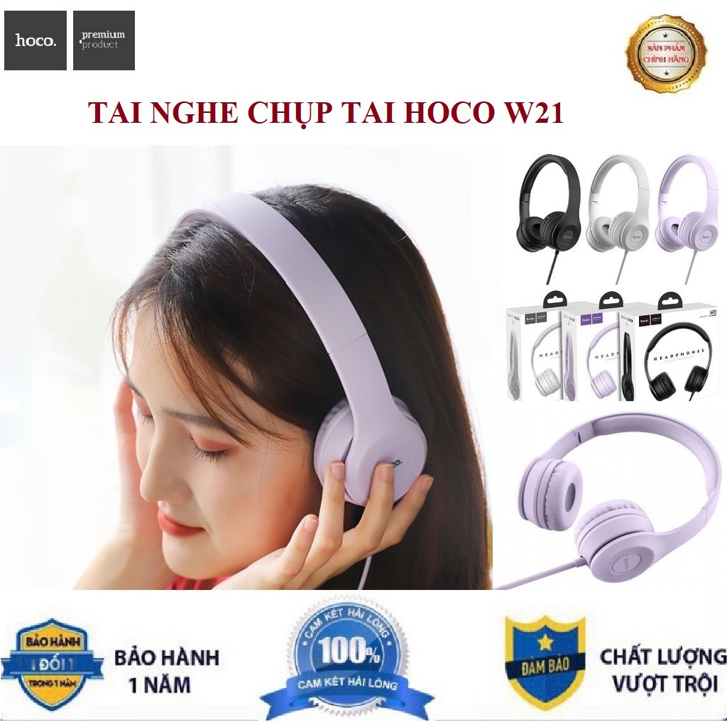 🎀FREESHIP🎀 Tai Nghe Chụp Tai W21 Hoco Chính Hãng Âm Thanh Cực Hay - Bảo Hành 12T