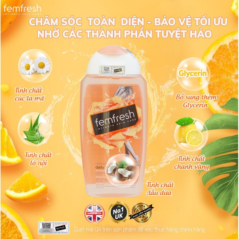 Dung Dịch Vệ Sinh Phụ Nữ Cao Cấp Femfresh Daily Intimate Wash 250ml