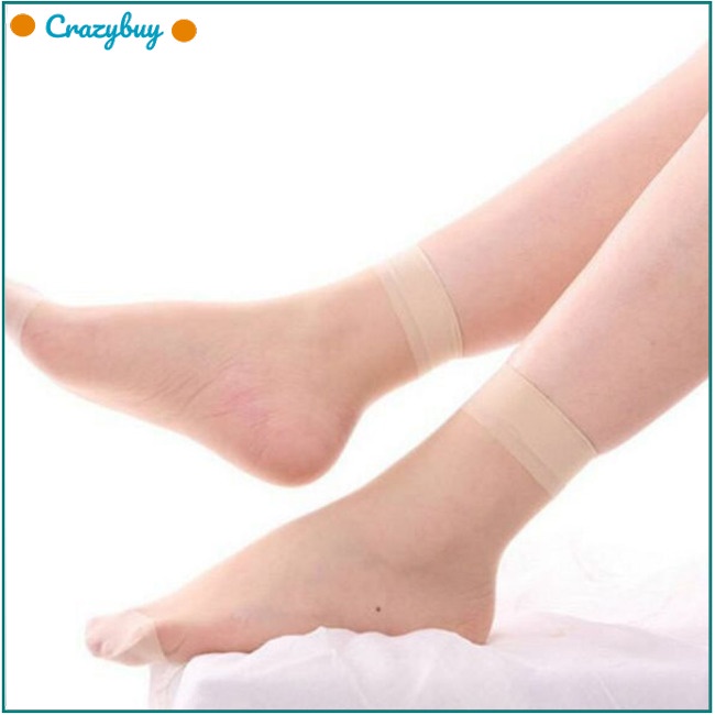 CR 1 Pair Of Women Sheer  Socks Crystal Silky Socks Ultra-thin Anti-hook Silk Ankle High Soft Socks