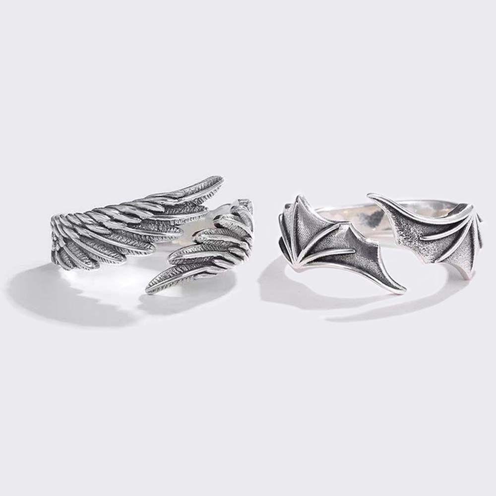 Qqmall Nhẫn Cặp Đôi Hình Thiên Thần Phong Cách Vintage Phù Hợp Với Bạn Thân|Vòng Tay Kim Loại Nhiều Màu Sắc Thời Trang