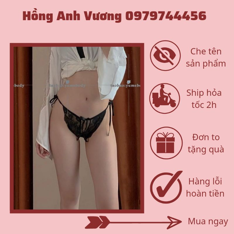 quần lót nữ buộc dây ren mềm không đũng khoét đáy sexy gợi cảm