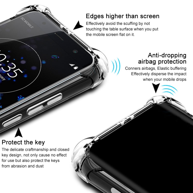 Ốp điện thoại TPU đệm khí cho Sony Xperia L1 L2 L3 X PERIA XZ XZS Premium XZ1 XZ2 XZ3 XZ4 Compact
