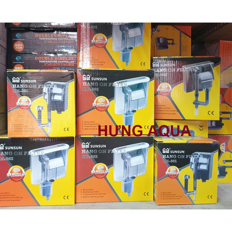 Lọc thác treo bể cá mini SUNSUN HBL 301, 501 701 tiết kiệm điện tích hợp lọc váng (chính hãng)