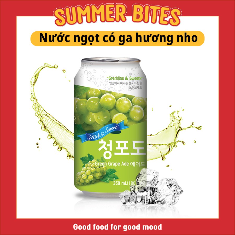 Nước Ngọt Có Ga vị Nho Muscat Ade Hàn Quốc giải khát mùa hè thơm ngon tươi mát 350ml