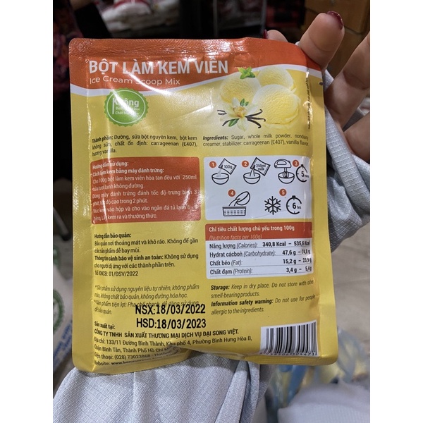 Gói 100gr bột làm kem viên Benus nhiều vị khác nhau loại xịn