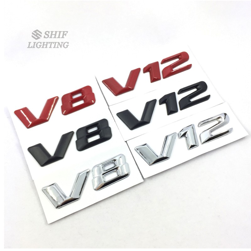 Logo V8/V12 bằng kim loại dán xe hơi Mercedes Benz Turbo