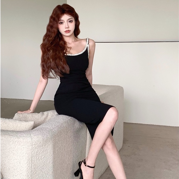 Đầm Hai Dây Dáng Ôm Đính Đá Thời Trang Mùa Hè Phong Cách Hàn Quốc