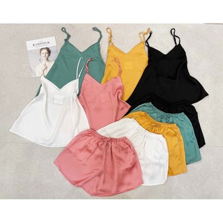 [Siêu Hot] Đồ Ngủ Cao Cấp 🍀 Bộ Hai Dây Lụa Thái Cổ V Chất Liệu Mát Lịm MS01