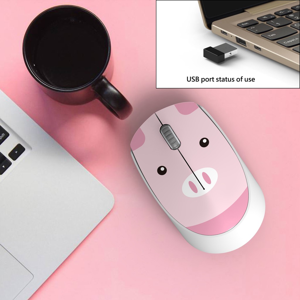 Chuột không dây V-T100 cỡ nhỏ siêu nhẹ họa tiết hoạt hình