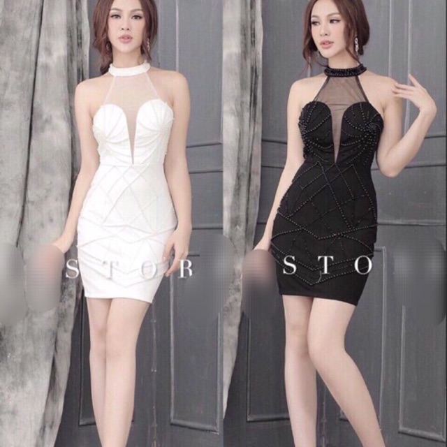 Đầm cổ yếm kết hạt siêu cute