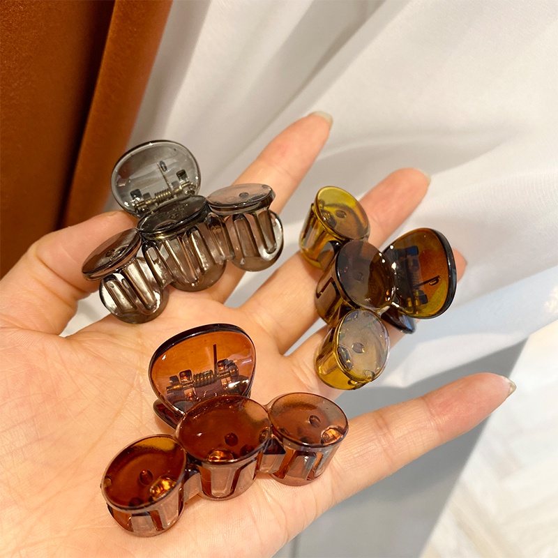 Kẹp tóc tròn bằng acrylic 3 màu thời trang cho nữ