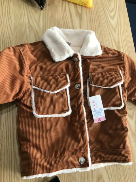 Áo khoác nhung tăm lót lông ấm siêu ngầu cho bé trai