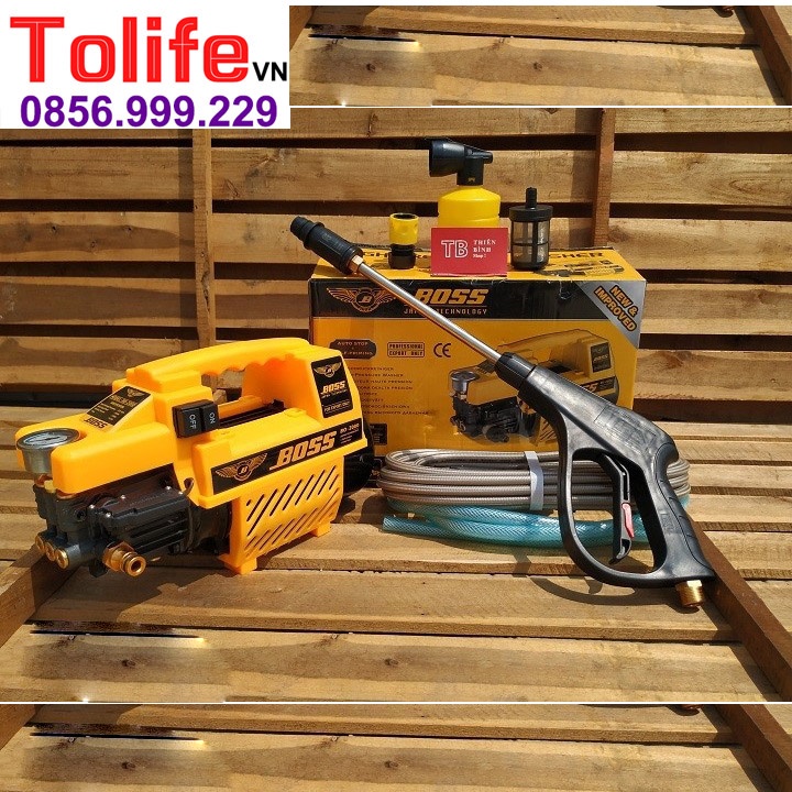 Máy rửa xe mini áp lực cao áp cho gia đình BOSS 3000W máy xịt rửa điều hòa dây 15m bản 2021_máy rửa xe